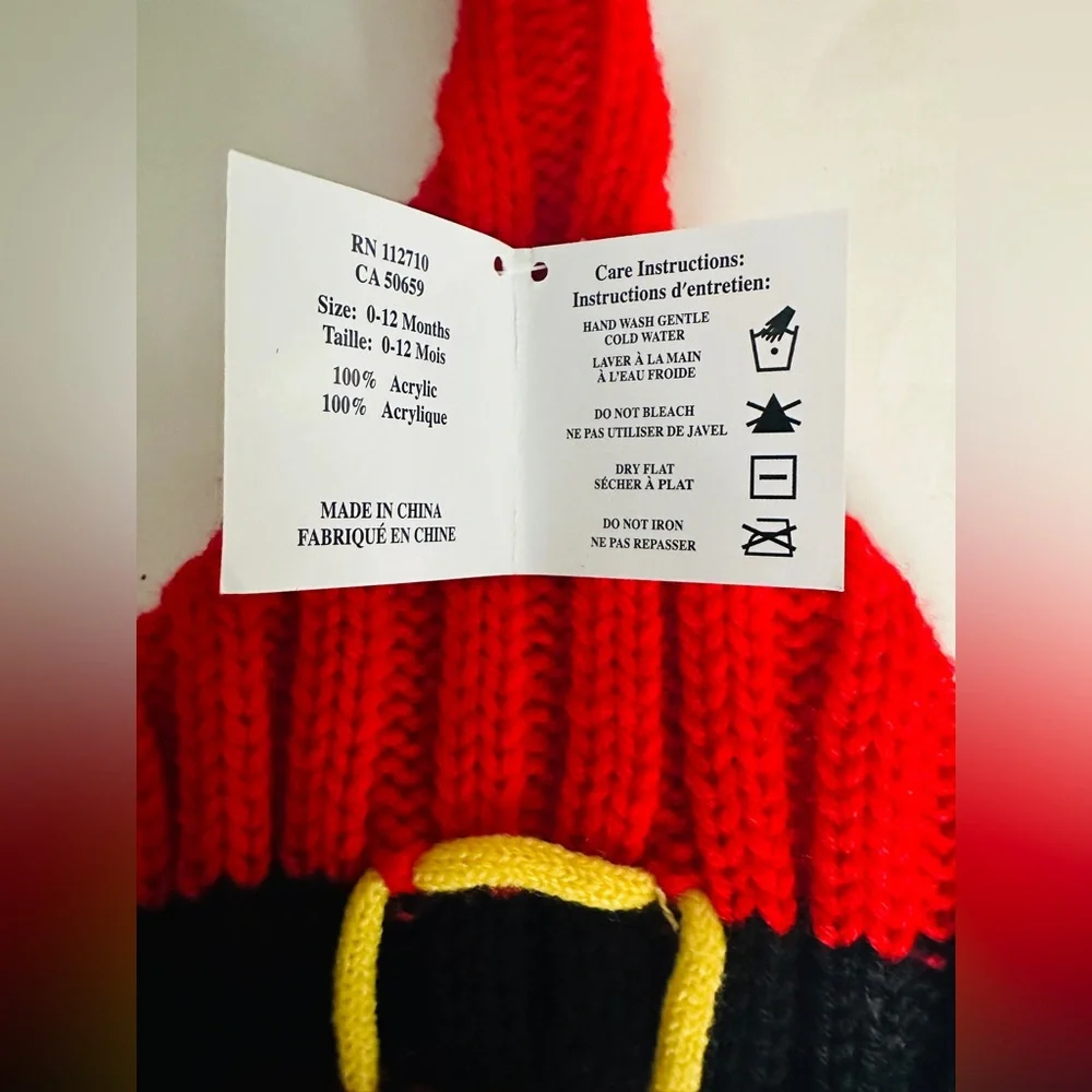 Ella Jackson By Ganz Cap Red Santa Baby Kids Knit Beanie 0-12 Mo  Holiday Wear